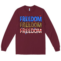 Burgundy Freedom freedom freedom Long Sleeve Tee - Neo Western