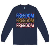 Navy Freedom freedom freedom Long Sleeve Tee - Neo Western
