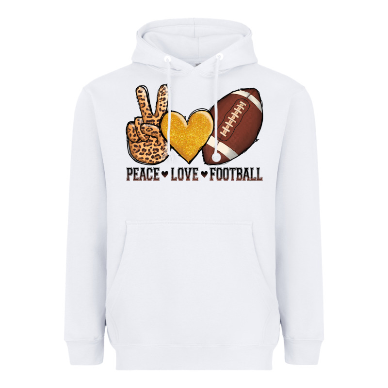 Peace Love Football Heavyweight Hoodie by AdoDesignShop | Teevron