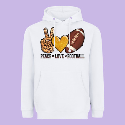 Peace Love Football Heavyweight Hoodie Designed By Adodesignshop