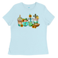 Baby Blue jesus coffee cups Ladies Tee - AdoDesignShop