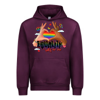 Mauve Wine equality hurts no one lgbtq hands Urban Hoodie - LillyAllenDesigns