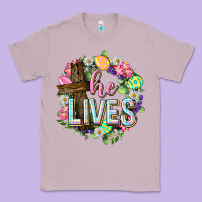 He Lives Easter With Flowers Classic Tee Designed By Neo Western