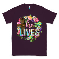 Plum He lives Easter with flowers Classic Tee - Neo Western