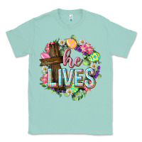 Seafoam He lives Easter with flowers Classic Tee - Neo Western