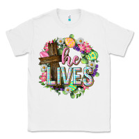 White He lives Easter with flowers Classic Tee - Neo Western