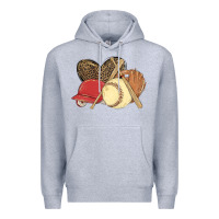 Heather Grey softball Premium Hoodie - MaliasSmallBusiness