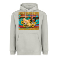 Moon Dust western coop animals farm chicken chick rooster sunflowers wooden sera Heavyweight Hoodie - Artiststas