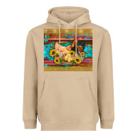 Mushroom western coop animals farm chicken chick rooster sunflowers wooden sera Heavyweight Hoodie - Artiststas