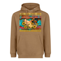Toasted Coconut western coop animals farm chicken chick rooster sunflowers wooden sera Heavyweight Hoodie - Artiststas