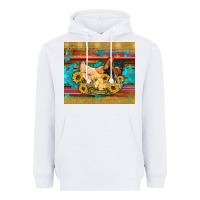 White western coop animals farm chicken chick rooster sunflowers wooden sera Heavyweight Hoodie - Artiststas