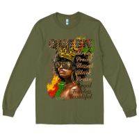 Army Green afro queen juneteenth Long Sleeve Tee - HRA Design Shop