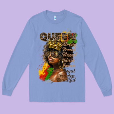 Afro Queen Juneteenth Long Sleeve Tee Designed By Hra Design Shop