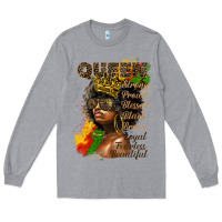 Heather Grey afro queen juneteenth Long Sleeve Tee - HRA Design Shop