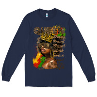 Navy afro queen juneteenth Long Sleeve Tee - HRA Design Shop