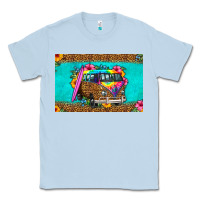 Dusty Blue hippie van floral skinny metal can holder Classic Tee - HRA Design Shop