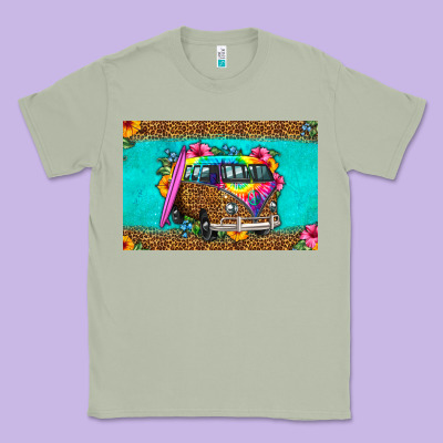 Hippie Van Floral Skinny Metal Can Holder Classic Tee Designed By Hra Design Shop