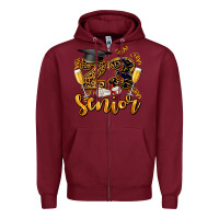Burgundy 23 senıor wıth champagne Zipper Hoodie - AdoDesignShop