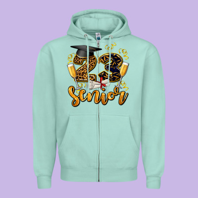 23 Senıor Wıth Champagne Zipper Hoodie Designed By Adodesignshop