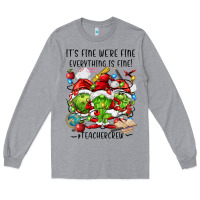 Heather Grey it's fine we're fine everythıng is fine! Long Sleeve Tee - FaDigitalArtStudio