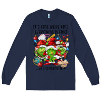 Navy it's fine we're fine everythıng is fine! Long Sleeve Tee - FaDigitalArtStudio