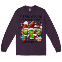 Plum it's fine we're fine everythıng is fine! Long Sleeve Tee - FaDigitalArtStudio