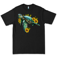 Black sea turtle with sunflowers Premium Tee - Artiststas