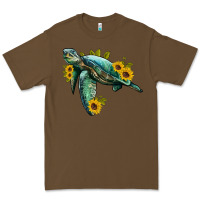 Cacao sea turtle with sunflowers Premium Tee - Artiststas