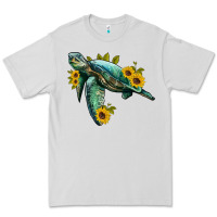 Dove Grey sea turtle with sunflowers Premium Tee - Artiststas