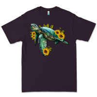 Plum sea turtle with sunflowers Premium Tee - Artiststas