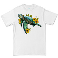 White sea turtle with sunflowers Premium Tee - Artiststas