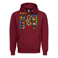 Burgundy autism awareness Zipper Hoodie - JahusDesignShop