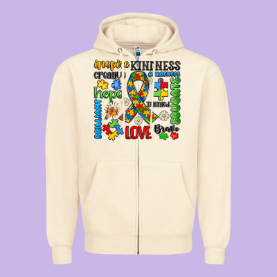 Autism Awareness Zipper Hoodie Designed By Jahusdesignshop