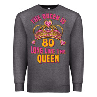 Charcoal Heather the queen is 80 long live the queen Premium Sweatshirt - Jasminsmagicworld