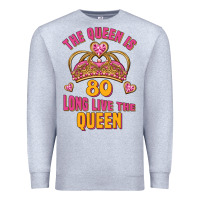 Heather Grey the queen is 80 long live the queen Premium Sweatshirt - Jasminsmagicworld
