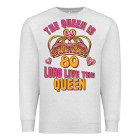 Oatmeal Heather the queen is 80 long live the queen Premium Sweatshirt - Jasminsmagicworld