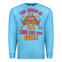 Ocean Blue the queen is 80 long live the queen Premium Sweatshirt - Jasminsmagicworld