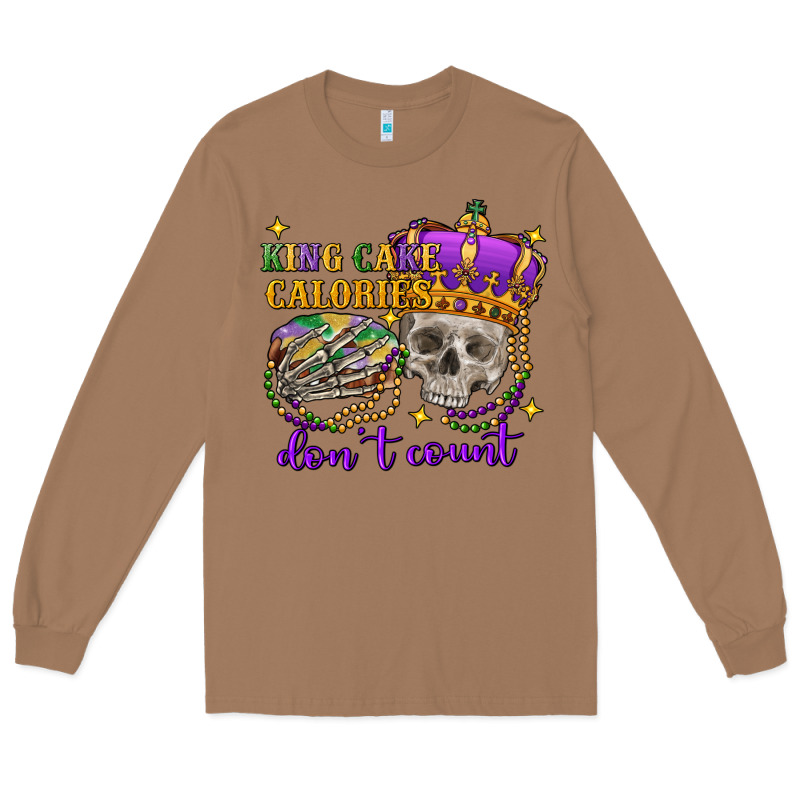 King Cake Calories Don't Count Skull Long Sleeve Tee by FaDigitalArtStudio | Teevron