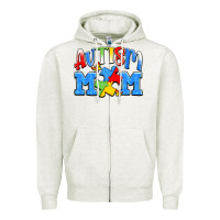 Oatmeal Heather autism mom Zipper Hoodie - JahusDesignShop