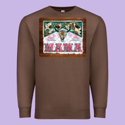 Western Bull Skull Mama Mousepad Premium Sweatshirt Designed By Barkaloodesign