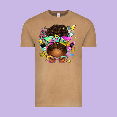 Vintage Tee 90s afro messy bun