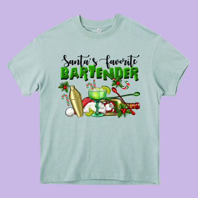 Santa's Favorite Bartender Heavy Core Tee Designed By Lillyallendesigns