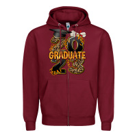 Burgundy 2023 graduate leopard Zipper Hoodie - AdoDesignShop