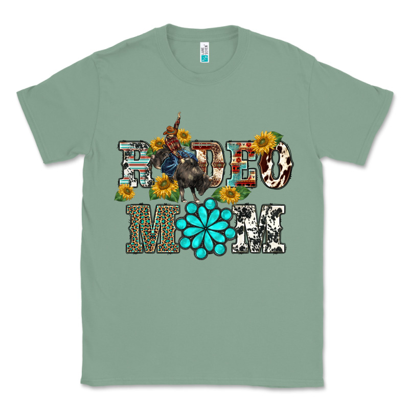 Western Rodeo Bullfighter Mom Turquoise Gemstones  Sunflowers Classic Tee by BarkalooDesign | Teevron
