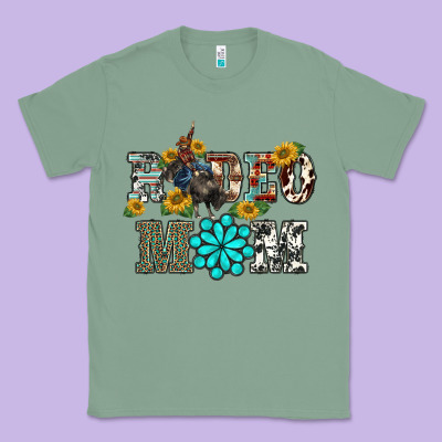 Western Rodeo Bullfighter Mom Turquoise Gemstones  Sunflowers Classic Tee Designed By Barkaloodesign
