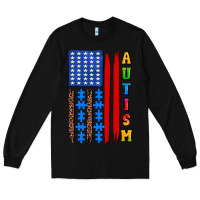 Black autism american flag Long Sleeve Tee - AdoDesignShop