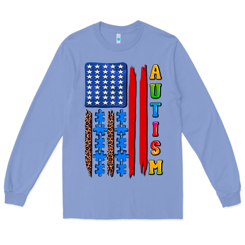 Autism American Flag Long Sleeve Tee by AdoDesignShop | Teevron