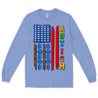 Colony Blue autism american flag Long Sleeve Tee - AdoDesignShop