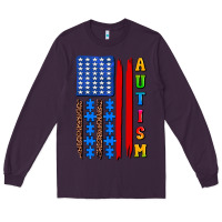 Plum autism american flag Long Sleeve Tee - AdoDesignShop