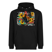 Black western rooster coop animals sunflowers cowhide serape wooden Heavyweight Hoodie - Artiststas